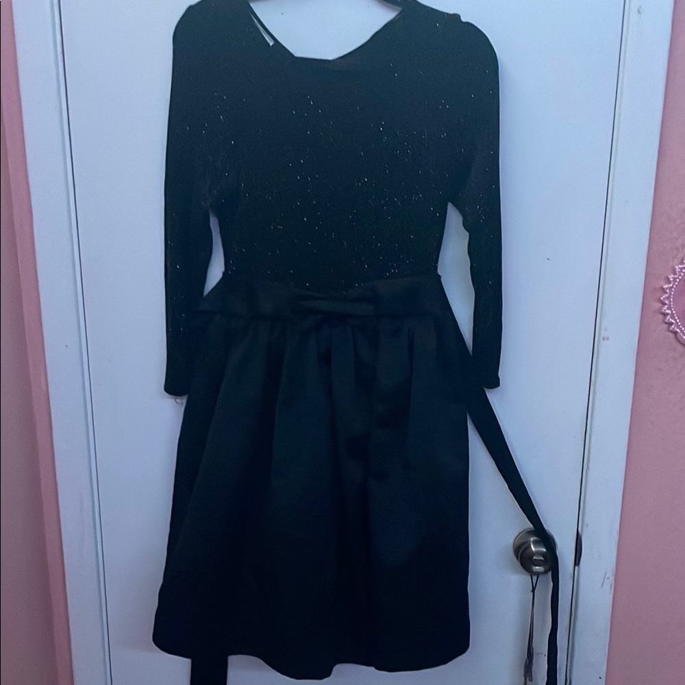 Black Fit and Flare Cocktail Dress with Peter Pan Collar